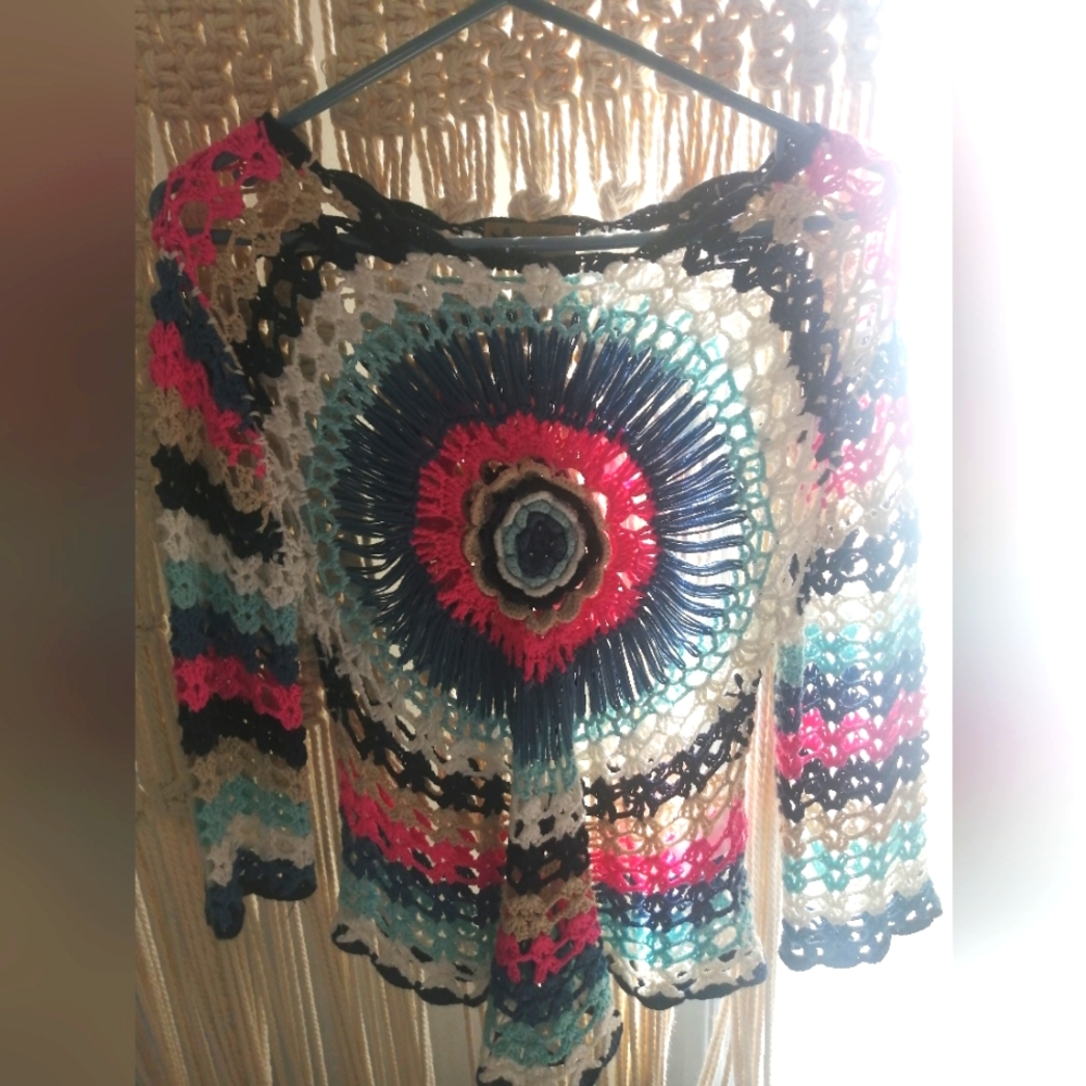 SOLD- Crochet Knit Top